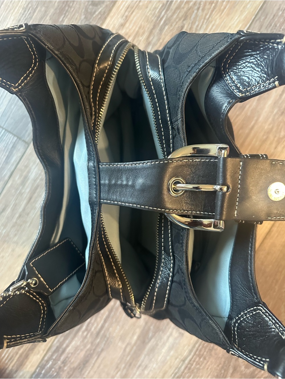 Coach Black SoHo Lynn Signature Hobo Bag with Buckle Accent - Picture 6 of 10